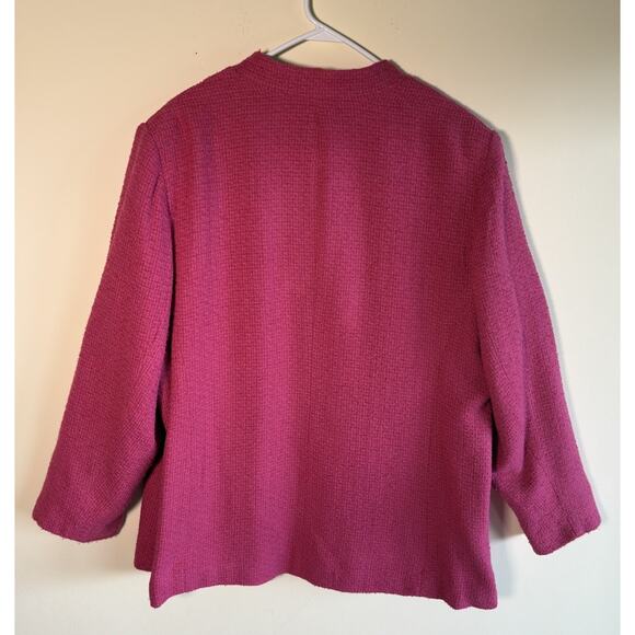 Sag Harbor Textured Jacket Pink Blazer Pockets Flower Size 24W - Picture 3 of 9